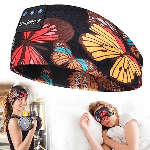 LC-dolida Sleep Mask with Bluetooth Headphones • Sleep Headphones Bluetooth Headband • for Sleeping Sports Sleep Mask • for Side Sleeper • Best Gift and Travel Essentials