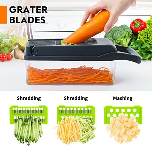 Vegetable Chopper, Pro Onion Chopper, 14 in 1Multifunctional Food Chopper, Kitchen Vegetable Slicer Dicer Cutter,Veggie Chopper With 8 Blades,Carrot Chopper With Container (Grey) - Image 4