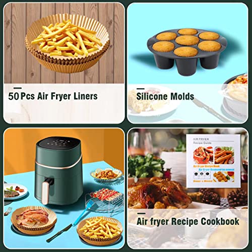 Air Fryer Accessories for Ninja Gourmia COSORI Chefman Power XL 3.6 4.0 5.8QT Air Fryer, 12 PCS Air Fryer Accessory with Oven Cake Pan Pizza Pan Air Fryer Liner Cupcake Pan - Image 7