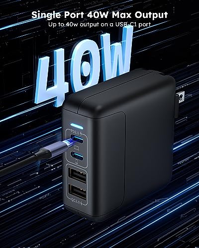 Amlink 50W USB C Wall Charger - 4 Port GaN PD Fast Charger Block, Compact USB C Charger Block with Foldable Plug, USB C Power Adapter for iPhone 15/14/13/12 Pro Max, MacBook Pro/Air, iPad, Galaxy, etc - Image 4