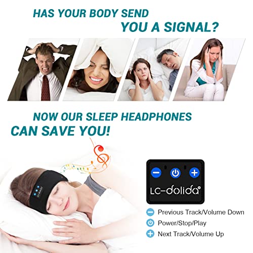 LC-dolida Sleep Headphones Bluetooth Headband • Wireless Sleeping Headphones • IPX6 Waterproof • Sport Bluetooth Headband • for Birthday, Thanksgiving Day, Christmas, Valentine's Day Gifts - Image 6