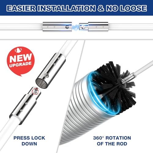 PetOde 30 Feet Dryer Vent Cleaner Kit, Enhanced Flexible Quick Snap Brush with Drill Attachment for Effective Cleaning, 360 Degree Rotation Without Loosening, Use with or Without a Power Drill - Image 3