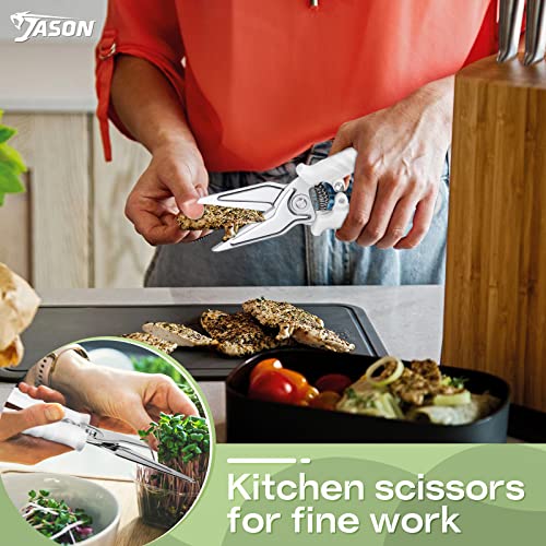 JASON Poultry Shears Kitchen Scissors, White Cooking Shears Dishwasher Safe Meat Shears Stainless Steel Butcher Scissors for Chicken Vegetable Herb Thanksgiving Christmas - Image 6