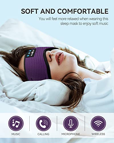 MUSICOZY Sleep Headphones Bluetooth 5.2 Headband Headphones • Super Soft & Breathable • Wireless Sleeping Eye Mask Earbuds Earphones • for Side Sleepers Mom Women • Cool Tech Gadgets Gifts - Image 3