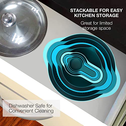 Mixing Bowls-Plastic Nesting Bowl Set of 8, Kitchen Gadgets for Apartments Space Saving, Including Measuring Cups Sifter Colander, Easy Storage Cooking Baking, Rv Camper Accessories, BPA Free - Image 4