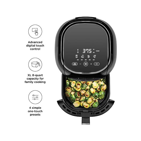 Chefman TurboFry Touch 8 Quart Air Fryer w/ XL Viewing Window & Advanced Digital Display, Fry with Less Oil for Healthy Food, Adjustable Temperature Control, Cooking Presets & Dishwasher-Safe Basket - Image 3