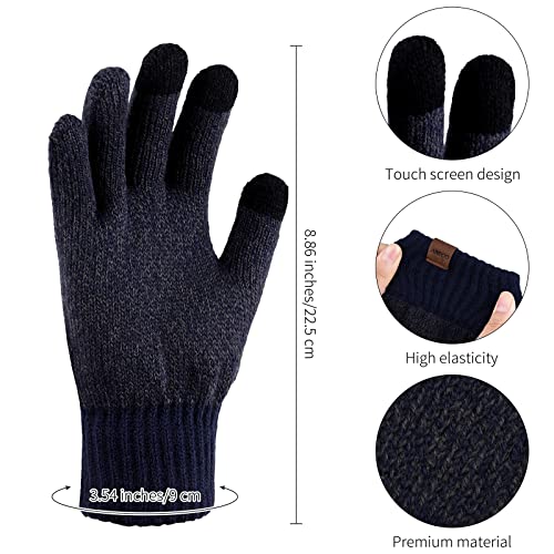 Aneco Winter Knit Gloves for Men Warmer Scarf Beanie Hat Thermal Earmuffs Touchscreen Gloves Set for Men Women - Image 3