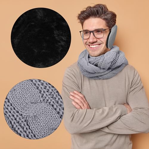 Aneco Winter Warm Sets Knitted Scarf Beanie Hat Touch Screen Gloves and Winter Ear Warmer Hats for Women or Men - Image 6