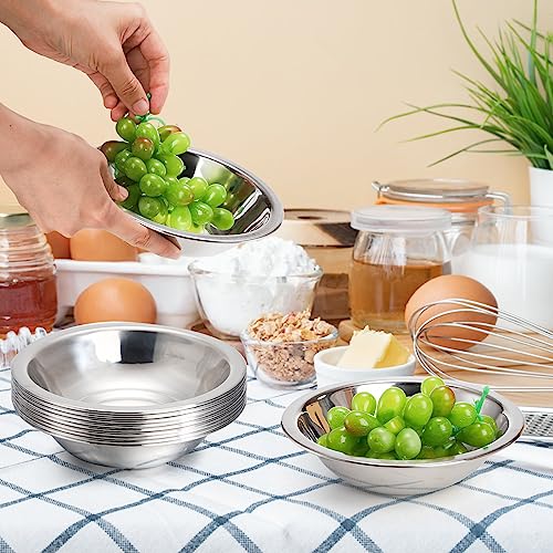 Okllen 10 Pack Small Stainless Steel Bowls, 6 1/2 Inch Wide Kitchen Metal Bowl with Flat Base, 3/4 Quart Prep Bowls for Meal Prep, Cooking, Serving, Baking - Image 6
