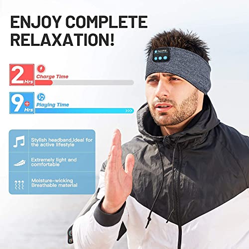 Perytong Sleep Headphones Wireless • Bluetooth Sports Headband Headphones • with Ultra-Thin HD Stereo Speakers • Perfect for Sleeping,Workout,Jogging,Yoga,Insomnia, Air Travel, Meditation • Grey - Image 4