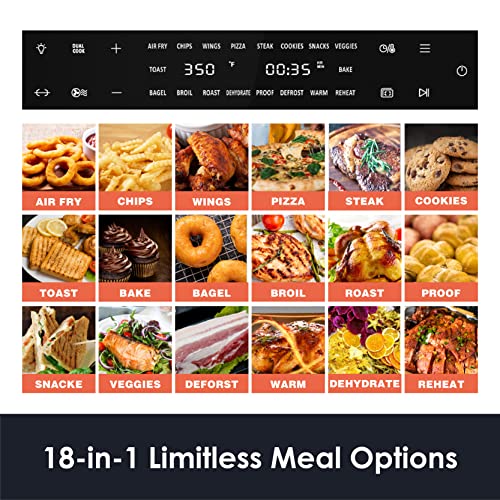 32 QT Digital Toaster Oven Air Fryer Combo, Kitchen in the box Convection Oven Countertop, 19-in-1 Smart Airfryer, Pizza Oven with, Toast Bake and Broil, Rotisserie, 6 Accessories, 1800W - Image 3