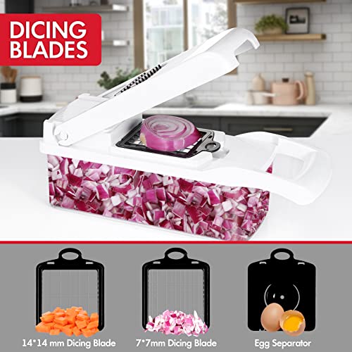 Ourokhome Chopper Vegetable Cutter, 14 in 1 Professional Mandolin Slicer for Kitchen, Food Dicer Zucchini Spiralizer for Potato, Tomato, Veggie, Onion with 10 blades and Strainer Basket (Black) - Image 3