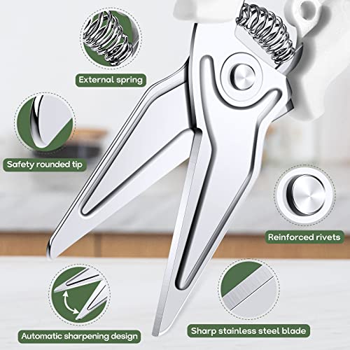 JASON Poultry Shears Kitchen Scissors, White Cooking Shears Dishwasher Safe Meat Shears Stainless Steel Butcher Scissors for Chicken Vegetable Herb Thanksgiving Christmas - Image 4