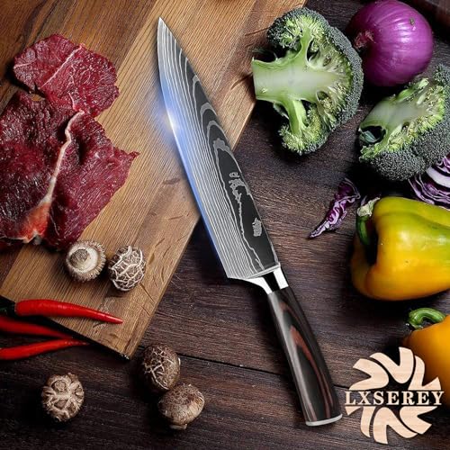 Knife Set with Block for Kitchen - 7Pcs Hand-Forged Kitchen Knife and Magnetic Holder with Ergonomic Handle-Perfect for Novice to Professional Chefs. - Image 8