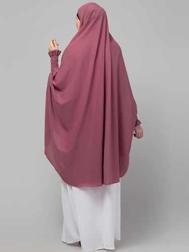 NAZNEEN Front Embroidery stretchable smoking at wrist knee length Jilbab cum prayer khimar Hijab For Hajj and Umrah Also you got Complimentary headband (Free) - Image 3