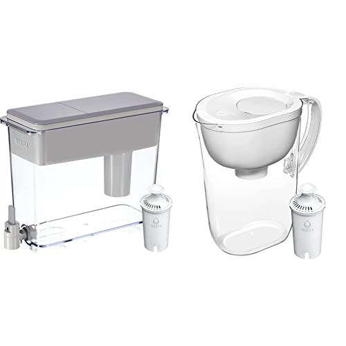 Brita XL Water Filter Dispenser, Grey & Large 10 Cup Water Filter Pitcher with 1 Standard Filter, BPA Free, Everyday, White (Design May Vary)