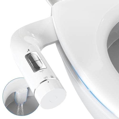 DooLv Ultra-Slim Bidet Attachment for Toilet, Dual Nozzles Bidet(Frontal & Rear Wash) Adjustable Water Pressure, Non-Electric Bidet Attachment for Toilets, Auto Self Cleaning Bidet, No Gap Install