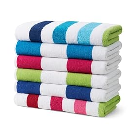 Ben Kaufman Cabana Stripe Beach & Pool Towel - Large Cotton Terry Beach Towel - Soft & Absorbant - Assorted Colors - 30" x 60" - 6 Pack 413p5a63W4L. SS280