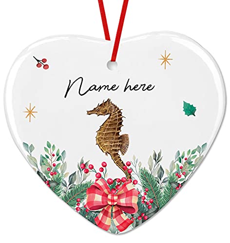 Prezzy-Personalized-Seahorse-Ornament-for-Christmas-Tree-Decorations-Custom-Name-Animal-Lover-Gifts-for-Family-Friends-Holiday-Xmas-Decor-Hanging-Keepsake-Heart-Ceramic-Ornaments-3 4153SA44+DL