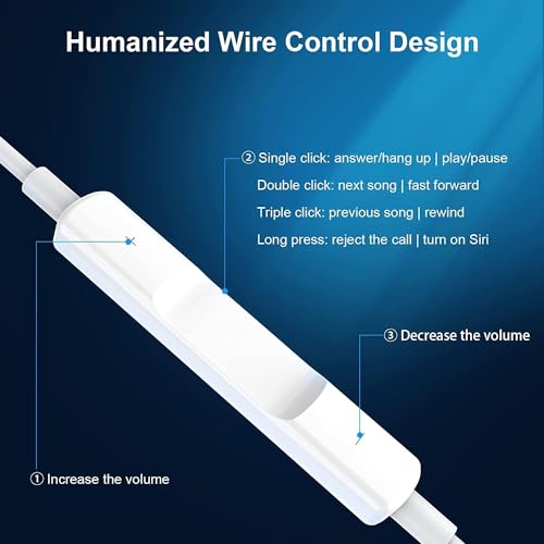 Apple Earbuds 2 Pack [Apple MFi Certified] Wired Earphones (Built-in Microphone & Volume Control) Noise Canceling Isolating Lightning Headphones Compatible with iPhone 14/13/12/11/SE/X/XR/XS/8/7 - Image 5