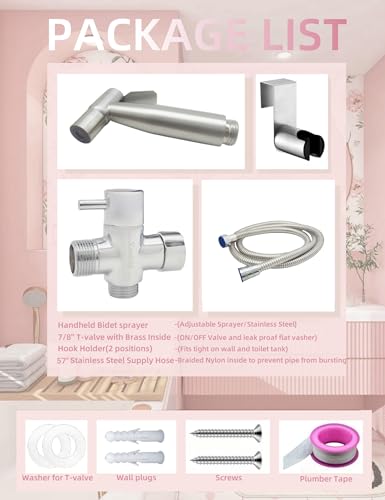 Vayzluiy Handheld Bidet Sprayer for Toilet - Bidets for Existing Toilets Adjustable Water Pressure with Bidet Hose for Feminine Wash, Stainless Steel Muslim Shower Jet Spray for Toilet - Image 7