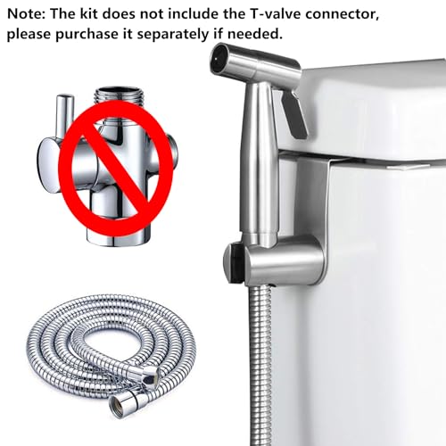 Handheld Bidet Sprayer Kit, Frap Stainless Steel Brushed Nickel Sprayer Toilet Bathroom Shower Head with 59-inch Hose and Wall Bracket Holder 3 Set(Note: linker not T valve Included) - Image 7