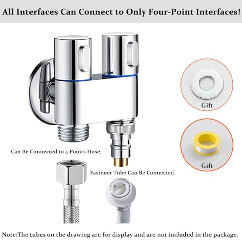1-In-2-Out Dual Control Valve, Hand Held Bidet Sprayer for Toilet,Mini Toilet Faucet Sprayer Kit Butt Washer,Hand Shower Bidet Attachment for Washing Machine and Toilet (Silver) - Image 3