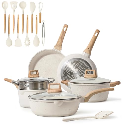 CAROTE 10PCS Cookware Set and 10PCS Utensil Set