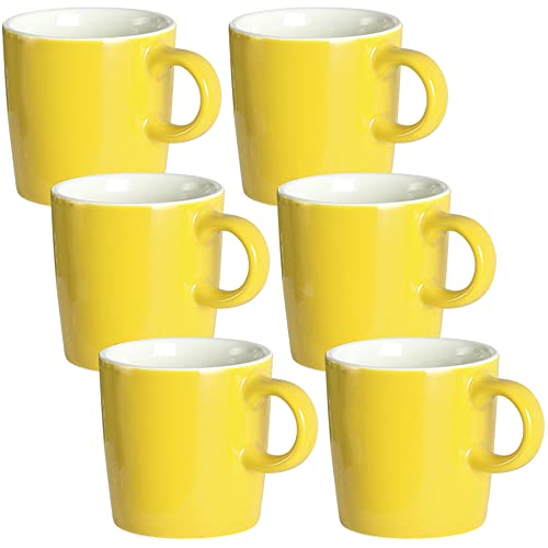 homEdge Mini Procelain Espresso Cup, 4 Ounces / 120 ml Tiny Ceramic Coffee Mugs Demitasse for Espresso, Tea- Set of 6, Yellow