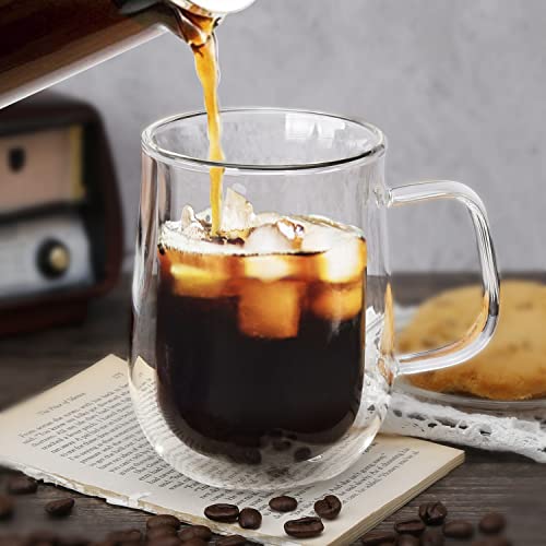 Comfome Clear Coffee Mug 16 OZ, Double Borosilicate Glass Coffee Cups Set of 4 with Spoons,Insulated Glass Coffee Mug for Hot Beverages - Image 4