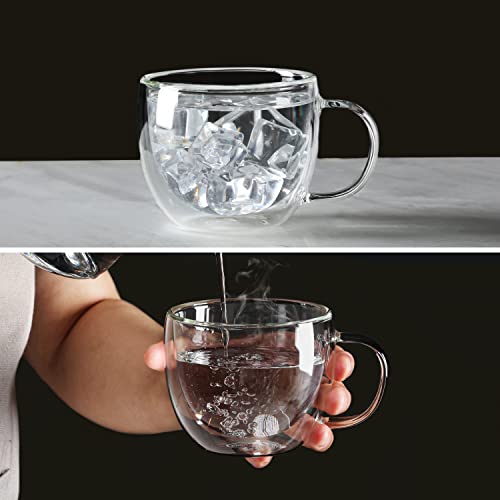CNGLASS Double Wall Glass Cappuccino Mugs 8.1oz,Clear Insulated Glass Coffee Mug with Handle for Espresso,Latte,Tea,Set of 2 - Image 5