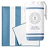 Bright Blue Microfiber Beach Towel by Laguna Beach Textile Co - Sand Free, Light Weight Striped Pool Towel - Perfect for Yoga, Gym, Beach, Pool - Extra Large, 35" x 75 - Laguna Blue 41nrJqbTj1L. SS100