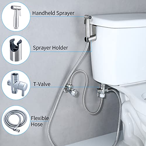 Jeonestan Handheld Bidet Sprayer for Toilet,Jet Spray for Bath Douche Attachment,Adjustable Water Pressure Control with Bidet Hose for Feminine Wash,Cloth Diaper,Toilet Wall or Toilet Mount - Image 3