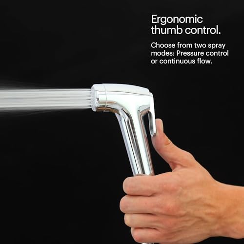 Brondell PS-91W PureSpa Essential Handheld Bidet Sprayer for Toilets, Includes Spiral Metal Hose and Holster, Ambient Temperature, White - Image 6