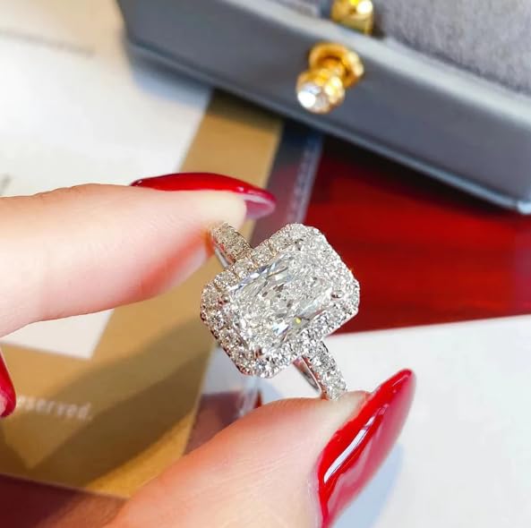 Gemz Mine 1 Carat Diamond Ring Radiant Cut Diamond Ring, Cushion Cut Diamond Ring,Eemerald Cut Diamond Ring, Princess Cut Diamond Ring, Oval Cut Diamond Ring Real Diamond Ring For Women & Girls - Image 3