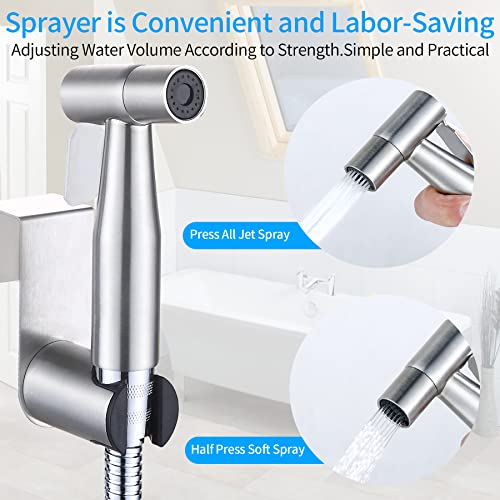 Jeonestan Handheld Bidet Sprayer for Toilet,Jet Spray for Bath Douche Attachment,Adjustable Water Pressure Control with Bidet Hose for Feminine Wash,Cloth Diaper,Toilet Wall or Toilet Mount - Image 6