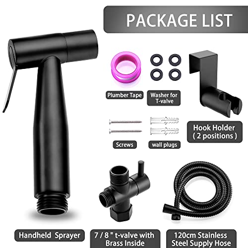 New Version Handheld Bidet Toilet Sprayer, Premium Stainless Steel Bathroom Bidet Sprayer Set, Baby Cloth Diaper Sprayer with Superior Complete Accessories, Support Wall or Toilet Mount - Image 7