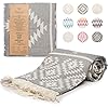 Mebien touche de la nature Turkish Towels Beach Towels Oversized (35”x67”) Beach Towels for Adults Quick Dry and Sand Free Beach Blanket 100% Cotton Towel - Vintage Dark Grey 5105tNIJLwL. SS100