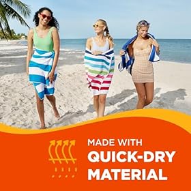 Ben Kaufman Cabana Stripe Beach & Pool Towel - Large Cotton Terry Beach Towel - Soft & Absorbant - Assorted Colors - 30" x 60" - 6 Pack 51BloIqkPiL. SS280