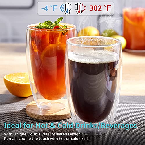 Bivvclaz Double Walled Glass Coffee Mugs, 2-Pack 15 Oz Borosilicate Glass Coffee Cups, Thermo Insulated Glass for Latte Cappuccino Americano Tea milk Beverage, Clear - Image 5