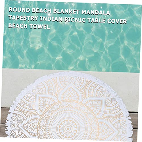 LIFKOME-Mandala-Round-Beach-Towel-Bath-Towel-Oversized-Towels-Beach-Tapestry-Table-Cover-Baby-Bath-Towels-Quick-Dry-Beach-Towels-Pool-Mat-Picnic-Blanket-Tassel-White-Travel-Fiber 51RqOkuuKsL