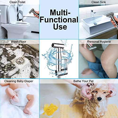 SKYBESS Bidet Sprayer for Toilet, Handheld Bidet Attachment Sprayer Set Bathroom Sprayer with Bidet Hose, Stainless Steel Durable Cloth Diaper Sprayer for Baby Wash Feminine Wash - Image 6