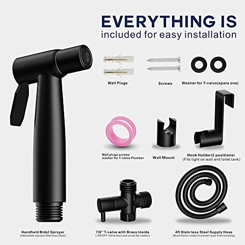 Handheld Bidet Sprayer for Toilet, FES Stainless Steel Adjustable Pressure Control Bidet Faucet Diaper Sprayer Set with Hose Attachment Easy Install for Kitchen and Toilet Cleaning - Image 8