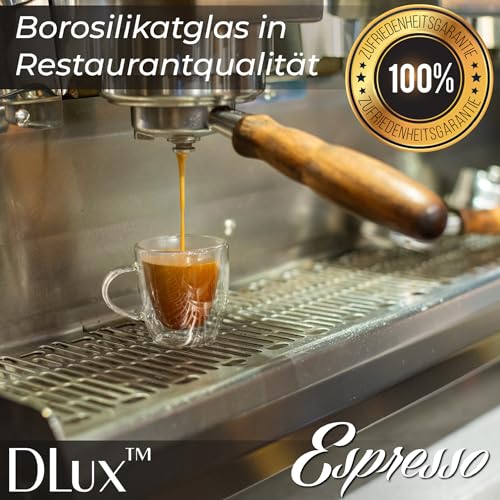 DLux Espresso Coffee Cups 3oz, Double Wall, Clear Glass Set of 2 Glasses with Handles, Insulated Borosilicate Glassware Tea Cup - Image 7