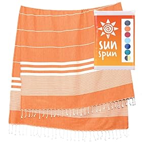 SUNSPUN LINENS Turkish Beach Towel, 39x71in Extra Large Quick Dry Towel Cotton Oversized Turkish Towel and Blanket for Adults Travel Turkish Bath Towels (Coral) 51kWCMwdfvL. SS280