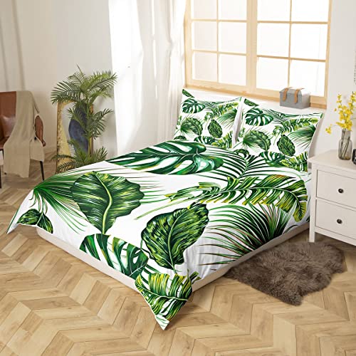 Erosebridal-Palm-Leaves-Comforter-Cover-Monstera-Banana-Leaves-Duvet-Cover-Hawaiian-Tropical-Leaves-Bedding-Set-Green-Leaves-Branches-Quilt-Cover-for-Men-Women-White-3-Pcs-Queen-Size 51lJilTB0UL