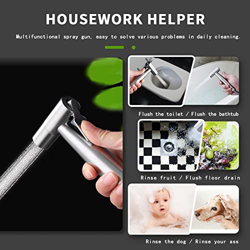 3Pcs Handheld Bidet Sprayer Head for Toilet, Hand Held Bidet Spray Water Pressure Control Adjustable Stainless Steel Spray for Feminine Wash Pet Diaper Bathroom Kitchen Cleaning - Image 7