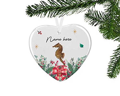 Prezzy-Personalized-Seahorse-Ornament-for-Christmas-Tree-Decorations-Custom-Name-Animal-Lover-Gifts-for-Family-Friends-Holiday-Xmas-Decor-Hanging-Keepsake-Heart-Ceramic-Ornaments-3 51oI59gPfCL