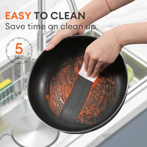 JEETEE Nonstick Pots and Pans Set with Removable/Detackable Handle RV Pots Induction Cookware Stackable Cookware Set for Camping, PFOA Free, Dishwasher/Oven Safe (Black, 10pcs Cookware Set) - Image 4