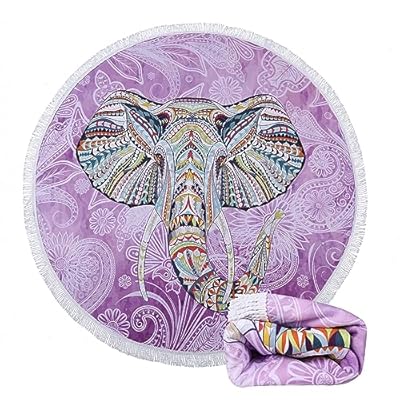 Beatuiphone Mandala Round Beach Towel Microfiber Oversized Circle Beach Blanket with Tassels Retro Vintage Bohemian India Soft Thick Beach Throw Bath Pool Towel Circle Tapestry Meditation Mat 60''